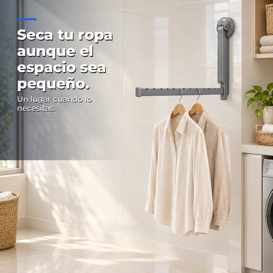 Secuencia de limpieza, fijación y despliegue del tendedero