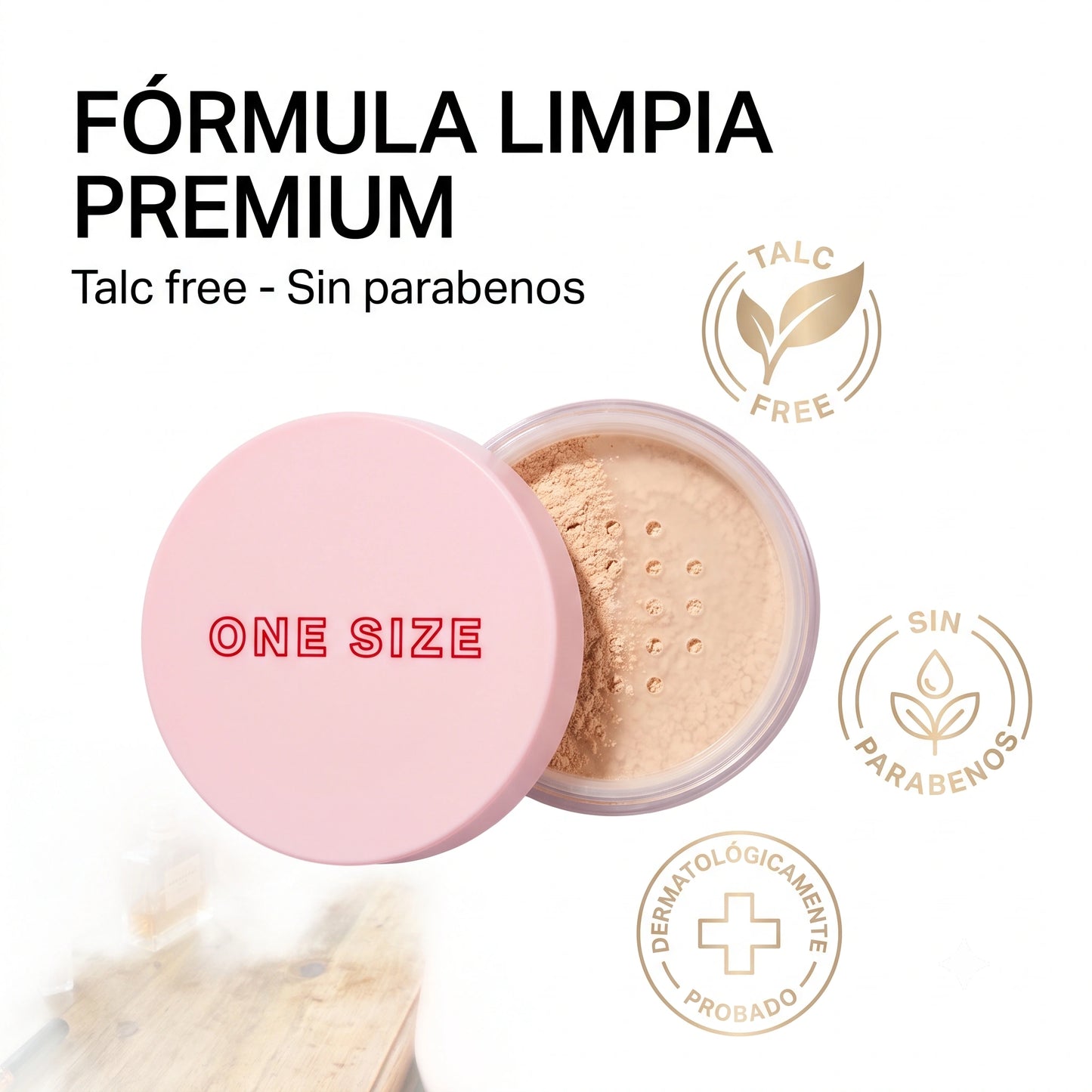 ONE SIZE Polvo Translúcido PEQUEÑO — Difumina Poros y Fija el Maquillaje hasta 12 Horas